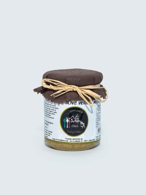 Vasetto di battuto di olive verdi e melanzane