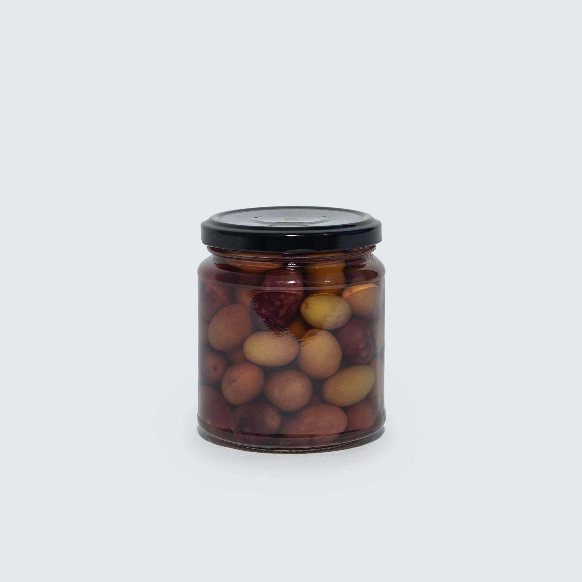 Olive leccino da 290g vista posteriore Vasetto di olive Leccino da 290g vista posteriore