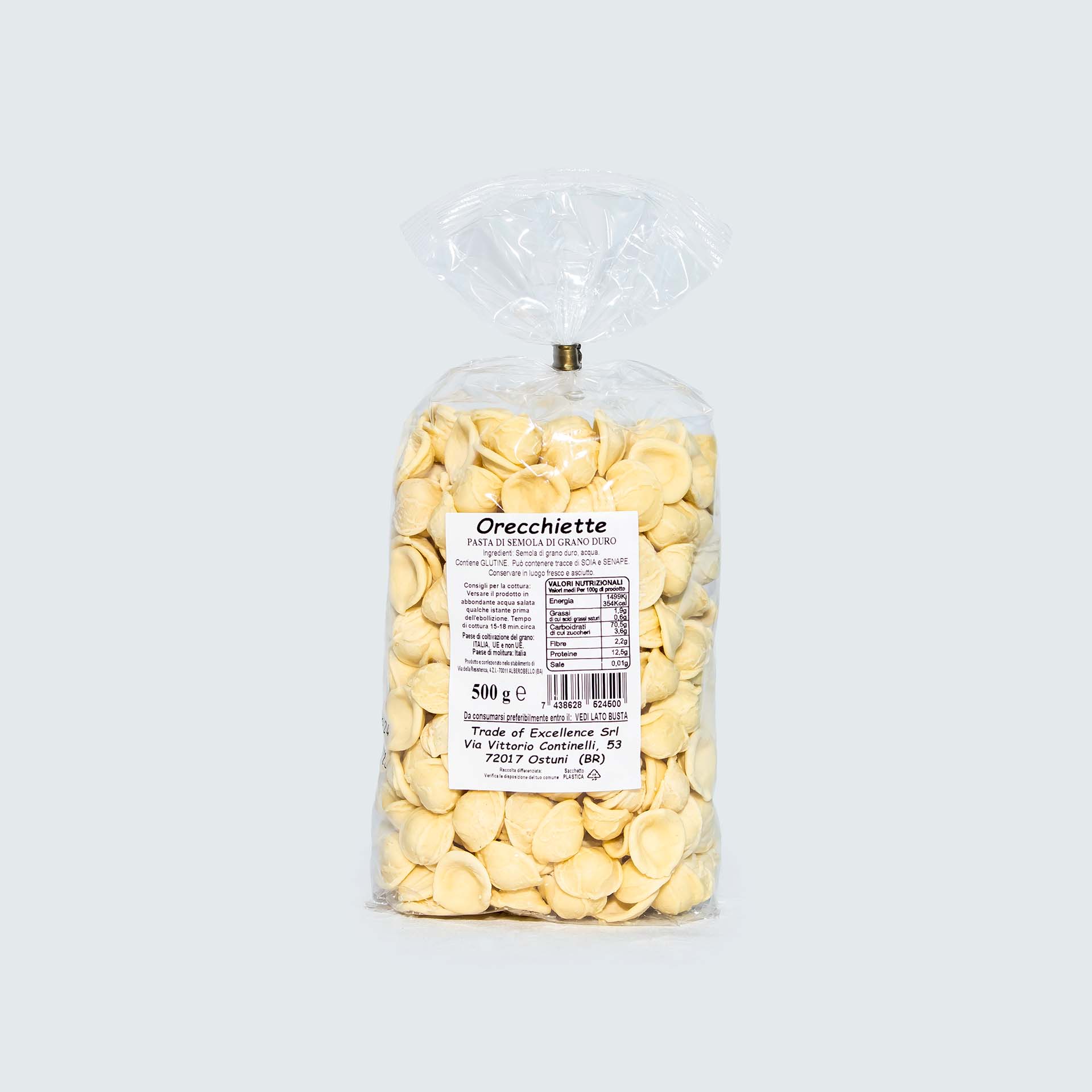 Orecchiette vista posteriore Confezione di orecchiette vista posteriore