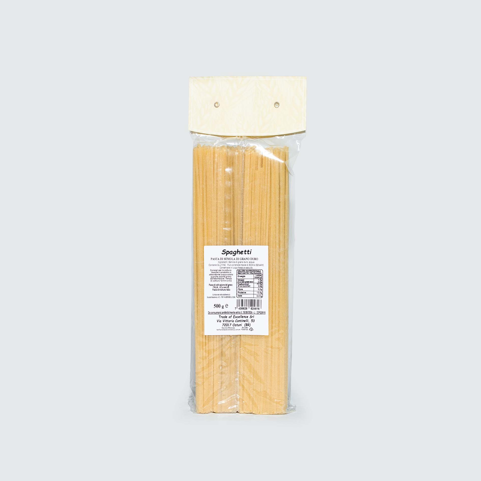Spaghetti vista posteriore Confezione di spaghetti vista posteriore