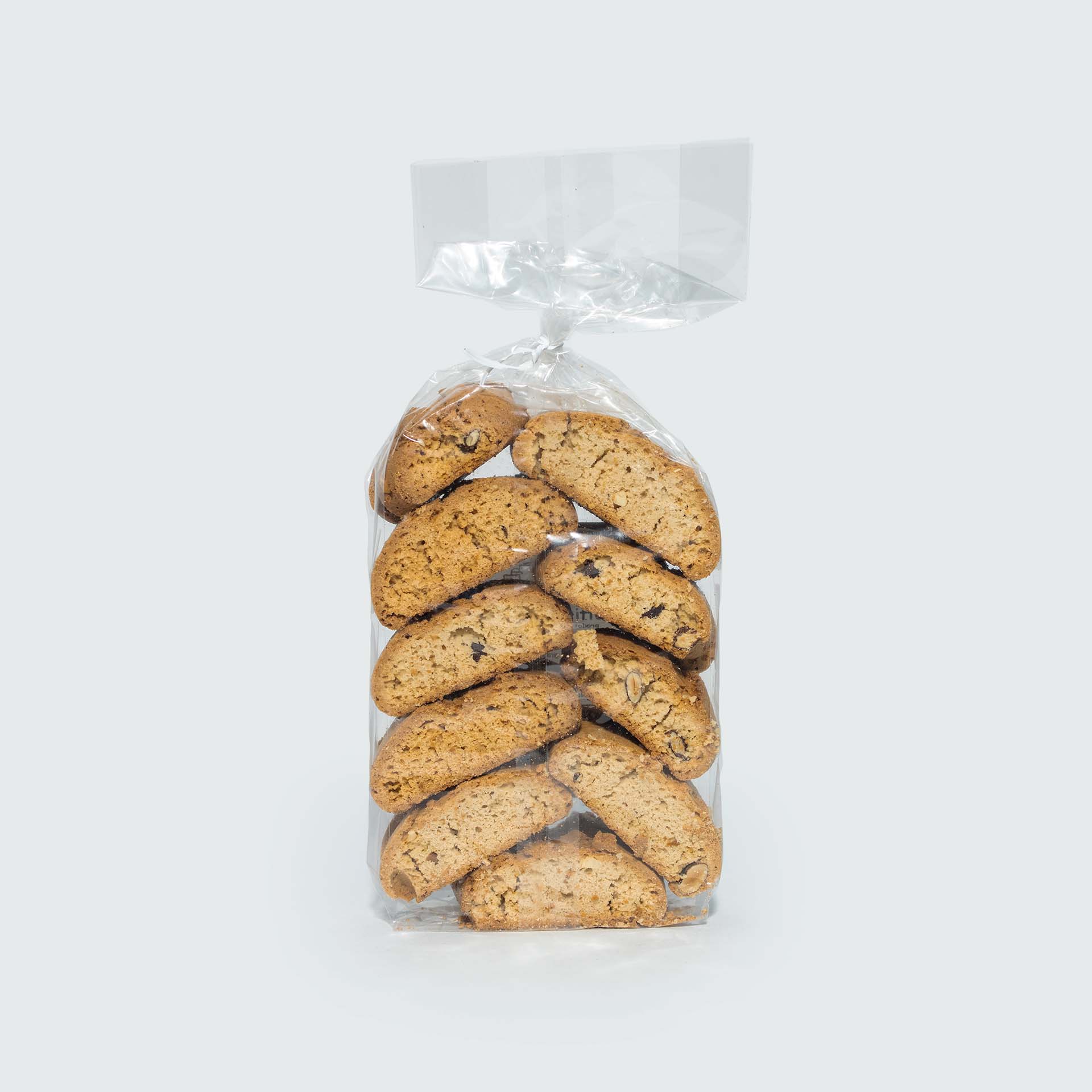 Biscotti salentini alle mandorle vista posteriore Confezione di biscotti salentini alle mandorle vista posteriore
