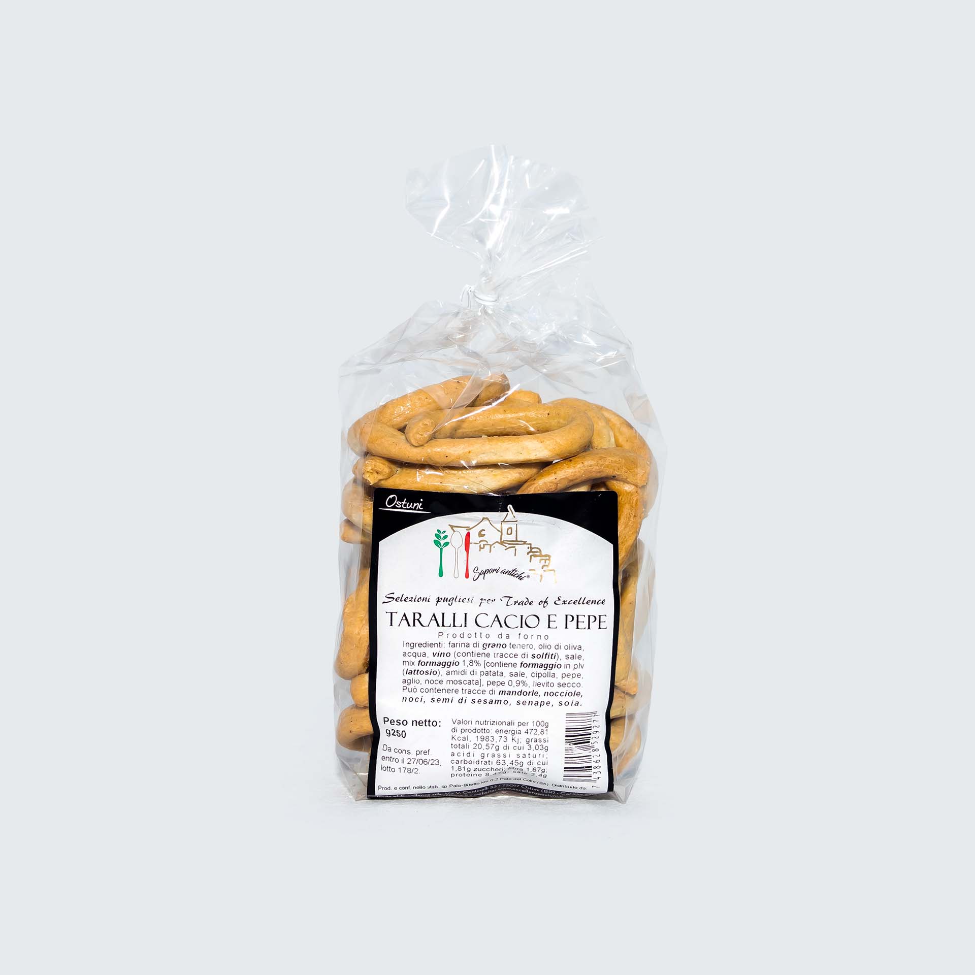 Taralli cacio pepe Confezione di taralli cacio e pepe