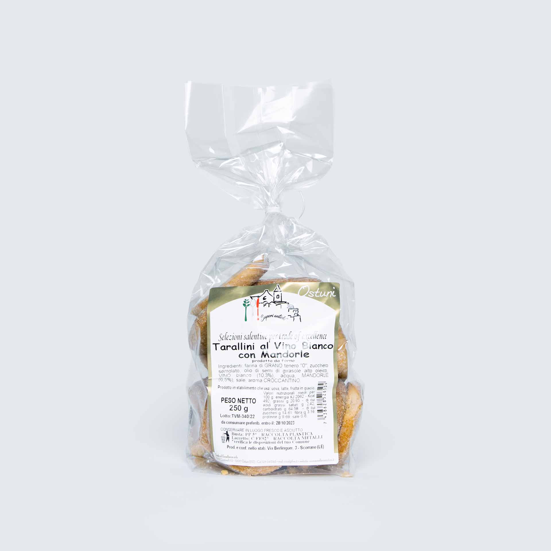 Taralli vino bianco mandorle Confezione di taralli al vino bianco e mandorle